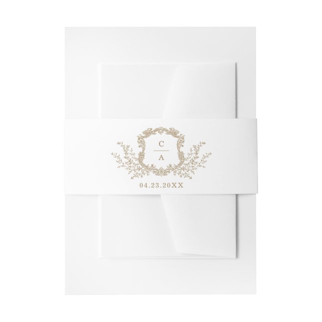 Cintas Para Invitaciones Monograma elegante Escudo Vintage Boda (Anverso Ejemplo)