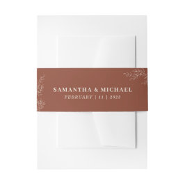 Cintas Para Invitaciones Monograma Elegante Flor de Hiedra Marfil Terracota