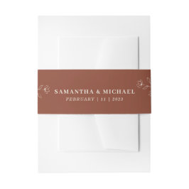 Cintas Para Invitaciones Monograma Elegante Flor Pequeña Marfil Terracota