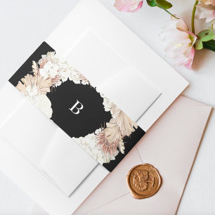Cintas Para Invitaciones Monograma elegante Pampas Wreath Pure Black Premiu