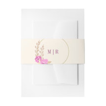 Monograma floral de boda de orquídea rosa e marfil