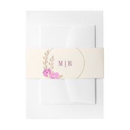 Cintas Para Invitaciones Monograma floral de boda de orquídea rosa e marfil