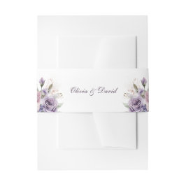 Cintas Para Invitaciones Monograma Floral de Lila para Cinturón de Vientre