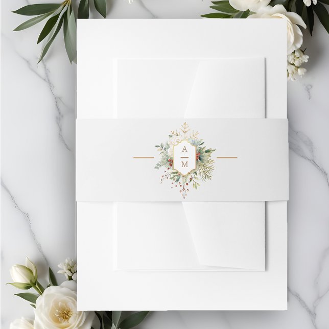 Cintas Para Invitaciones Monograma floral de Navidades simplemente elegante (Subido por el creador)