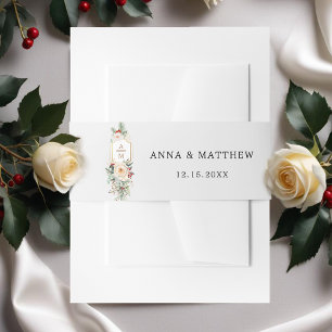 Cintas Para Invitaciones Monograma floral de Navidades simplemente elegante