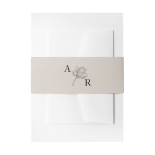 Cintas Para Invitaciones Monograma floral simple Boda Iniciales Taupe