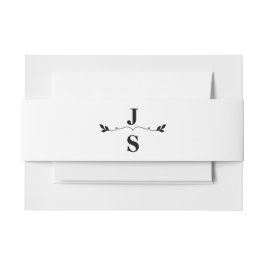 Cintas Para Invitaciones Monograma Inicial Elegante de Boda en Blanco y Neg