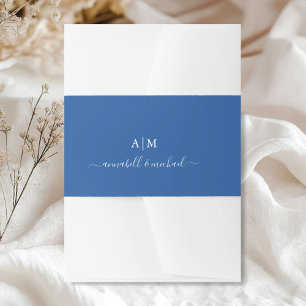 Cintas Para Invitaciones Monograma, letra a mano, jeans azul elegante