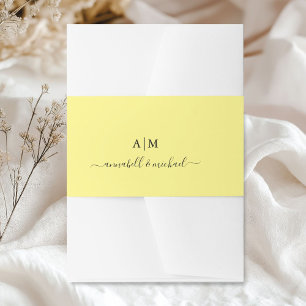 Cintas Para Invitaciones Monograma, letra manuscrita, elegante amarillo
