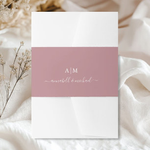 Cintas Para Invitaciones Monograma, letra manuscrita, rosa oscuro elegante
