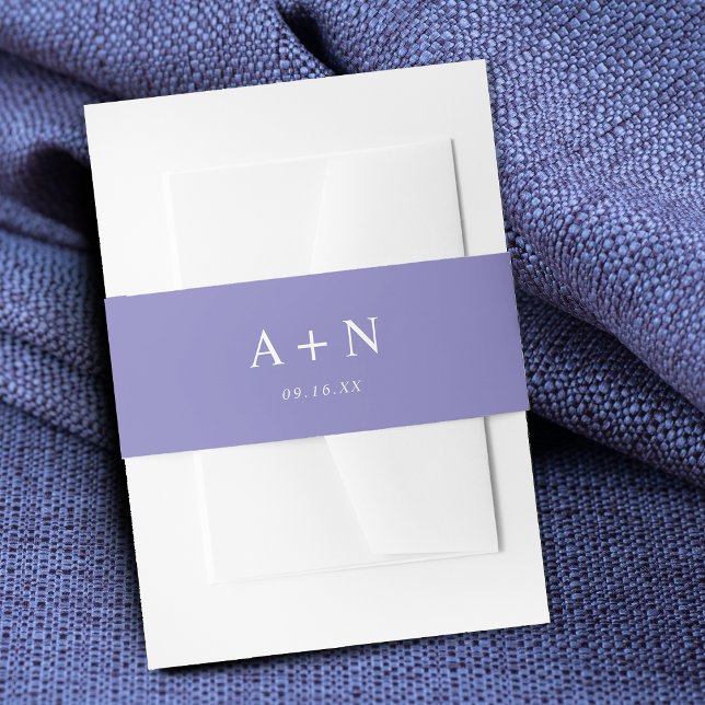 Cintas Para Invitaciones Monograma Lila Romántico  (Romantic Lavender Monogram Invitation Belly Band)