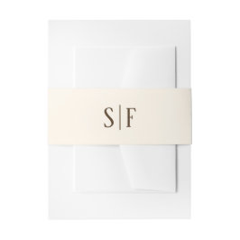 Cintas Para Invitaciones Monograma Marrón Beige Elegante