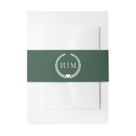 Cintas Para Invitaciones Monograma minimalista de color verde bosque