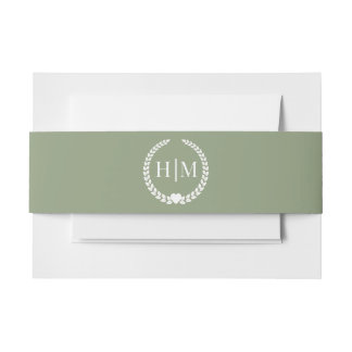 Cintas Para Invitaciones Monograma minimalista de olivo simple