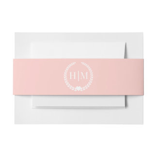 Cintas Para Invitaciones Monograma minimalista de rosa pastel simple