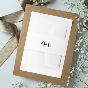 Cintas Para Invitaciones Monograma minimalista en negro y blanco