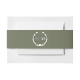 Cintas Para Invitaciones Monograma minimalista en verde oliva