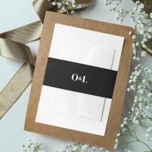 Cintas Para Invitaciones Monograma minimalista negro oscuro y sombrío