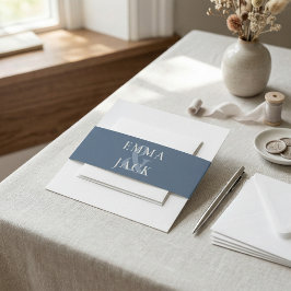 Cintas Para Invitaciones Monograma minimalista serif de boda en azul polvor