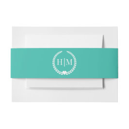 Cintas Para Invitaciones Monograma minimalista simple turquesa teal