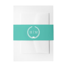 Cintas Para Invitaciones Monograma minimalista simple turquesa teal