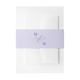 Cintas Para Invitaciones Monograma mínimo y morado de lavanda