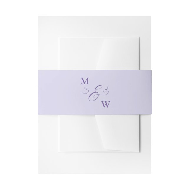Cintas Para Invitaciones Monograma mínimo y morado de lavanda (Anverso Ejemplo)
