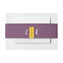 Cintas Para Invitaciones Monograma moderno boda amarillo púrpura contemporá