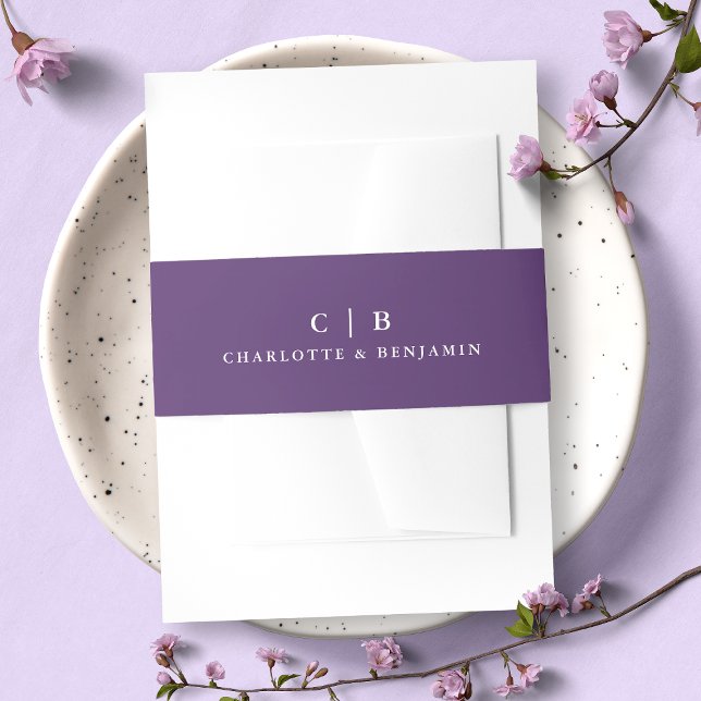 Cintas Para Invitaciones Monograma moderno Boda de Wisteria Púrpura (Subido por el creador)
