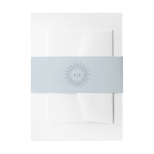 Cintas Para Invitaciones Monograma moderno de Boda azul claro de la explosi