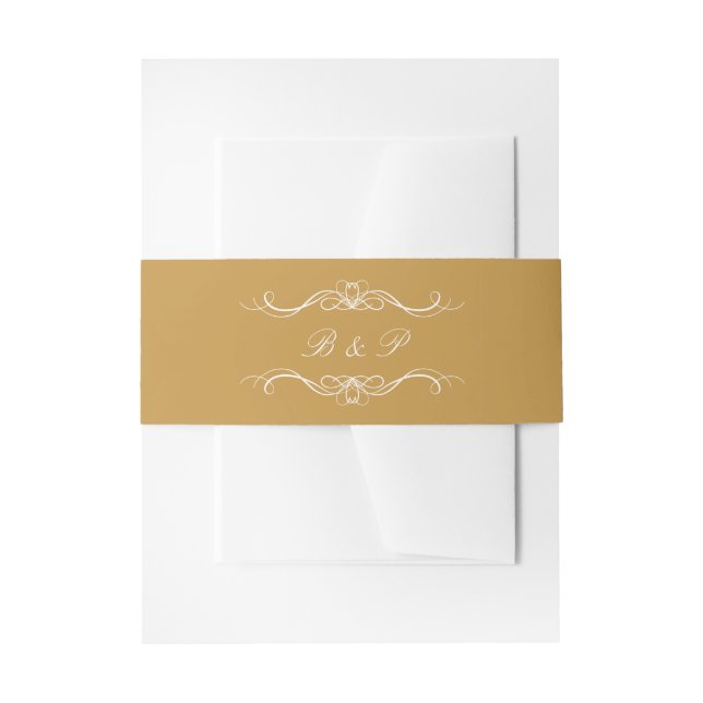 Cintas Para Invitaciones Monograma Moderno Elegante Script Bodas de Oro (Anverso Ejemplo)