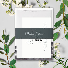 Cintas Para Invitaciones Monograma moderno rústico en blanco y negro
