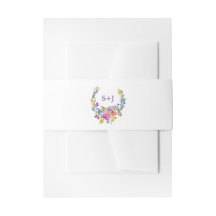 Monograma morado de flor rosa y azul