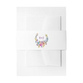 Cintas Para Invitaciones Monograma morado de flor rosa y azul