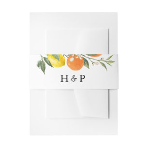 Cintas Para Invitaciones Monograma Naranja botánico y Boda limón