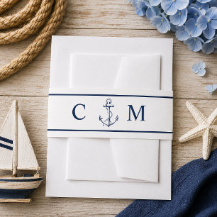 Cintas Para Invitaciones Monograma Náutico Boda Ancla Marina