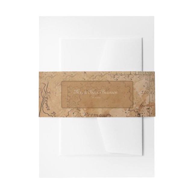Cintas Para Invitaciones Monograma Personalizado de bodas de destino de map (Anverso Ejemplo)