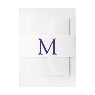 Cintas Para Invitaciones Monograma púrpura y blanco simple