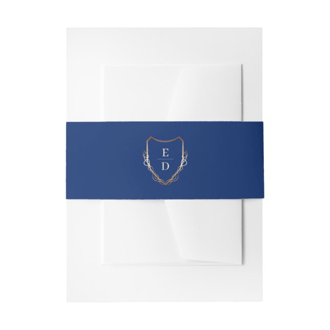 Cintas Para Invitaciones Monograma Royal Blue Golden Elegant (Anverso Ejemplo)