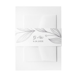 Cintas Para Invitaciones Monograma Salto Botánico Plateado Elegante Boda
