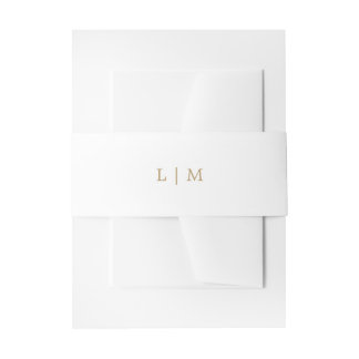 Cintas Para Invitaciones Monograma Sencillo de Antiguo Oro para Boda Elegan