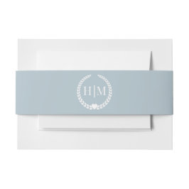 Cintas Para Invitaciones Monograma Simple Azul Gris Invierno Claro