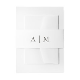 Cintas Para Invitaciones Monograma simple blanco y gris Boda