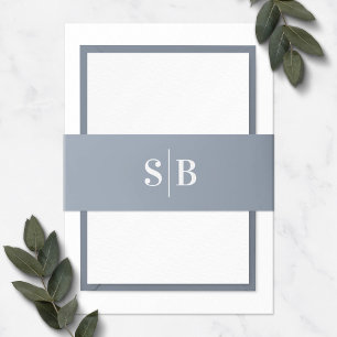 Cintas Para Invitaciones Monograma simple Boda azul turbio