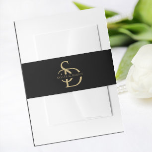 Cintas Para Invitaciones Monograma simple Boda personalizado con nombre