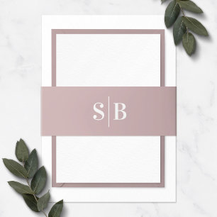Cintas Para Invitaciones Monograma simple Boda rosa de Mauve con polvo