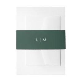 Cintas Para Invitaciones Monograma simple de bosque verde Boda elegante