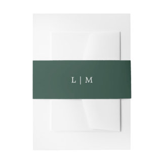 Cintas Para Invitaciones Monograma simple de bosque verde Boda elegante