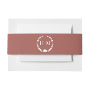 Cintas Para Invitaciones Monograma simple de terracota profunda Minimalista