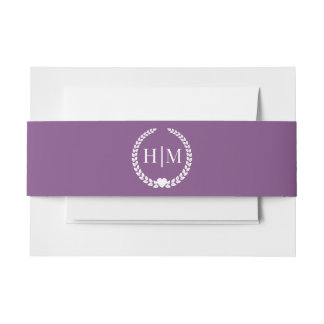 Cintas Para Invitaciones Monograma simple minimalista de ciruela polvorient